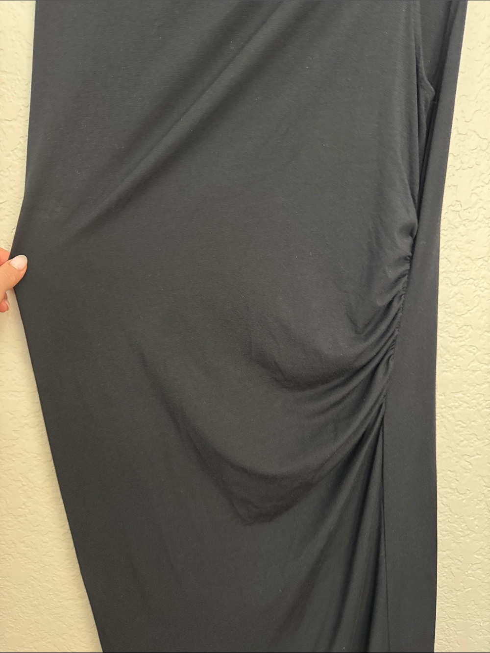 Vince Ruched Mock Neck Black Maxi Dress Large Sleek Chic Basic Jersey - Picture 3 of 6
